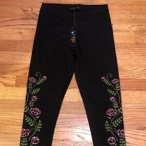 NWT NEW Dolls Kill dELiAs cropped floral leggings black pink green S Small